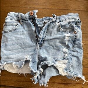 American Eagle Outfitters Ripped Light Blue Denim Shorts